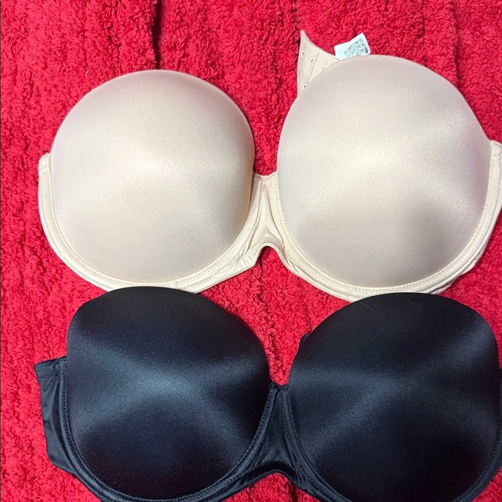 Victoria's Secret Black and Nude Pink Wear Everywhere Strapless Bras